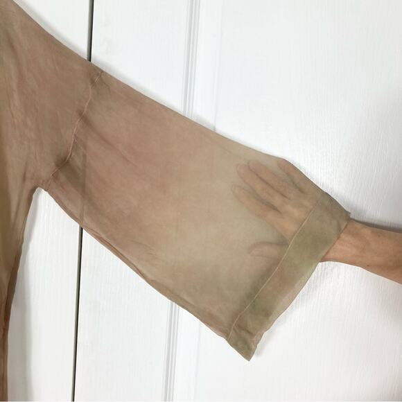 Nwot THE PEOPLE OF THE LABYRINTHS Dress M Silk Sheer Watercolor Embroidery ALine - Picture 6 of 16